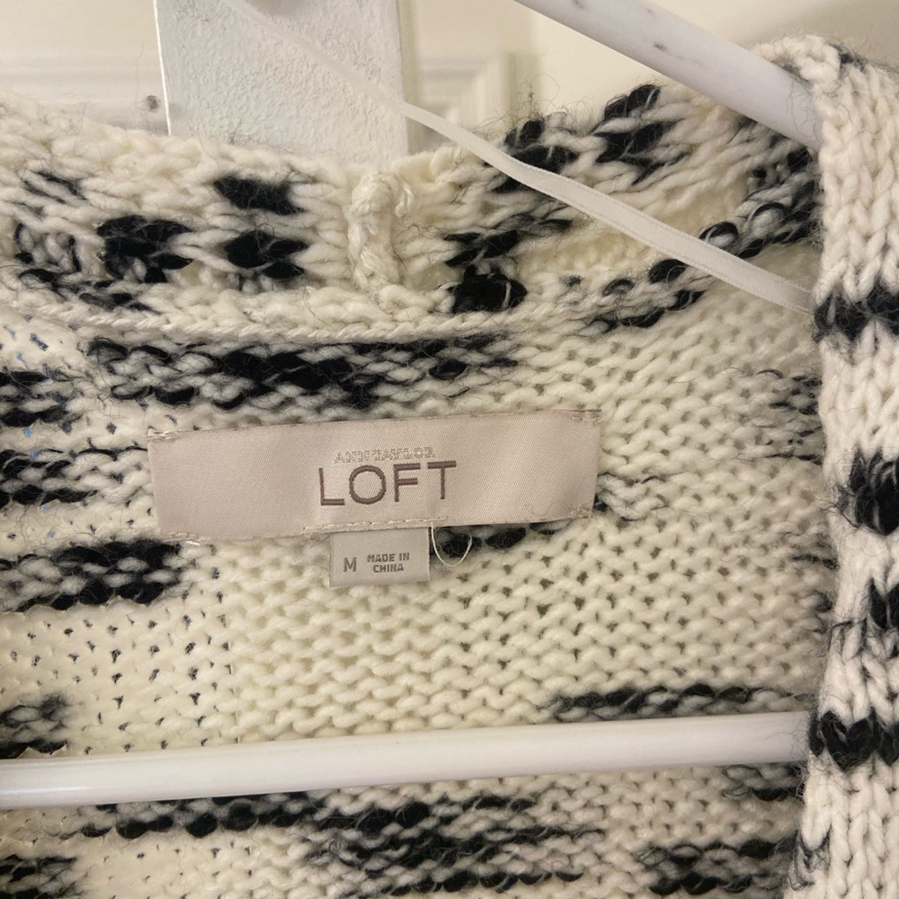 LOFT Women's Black and White Open Cardigan - Picture 4 of 4